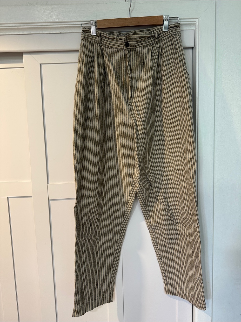 Vintage Linen blend Striped High-Rise Linen Blend Pants Jessica Steven’s